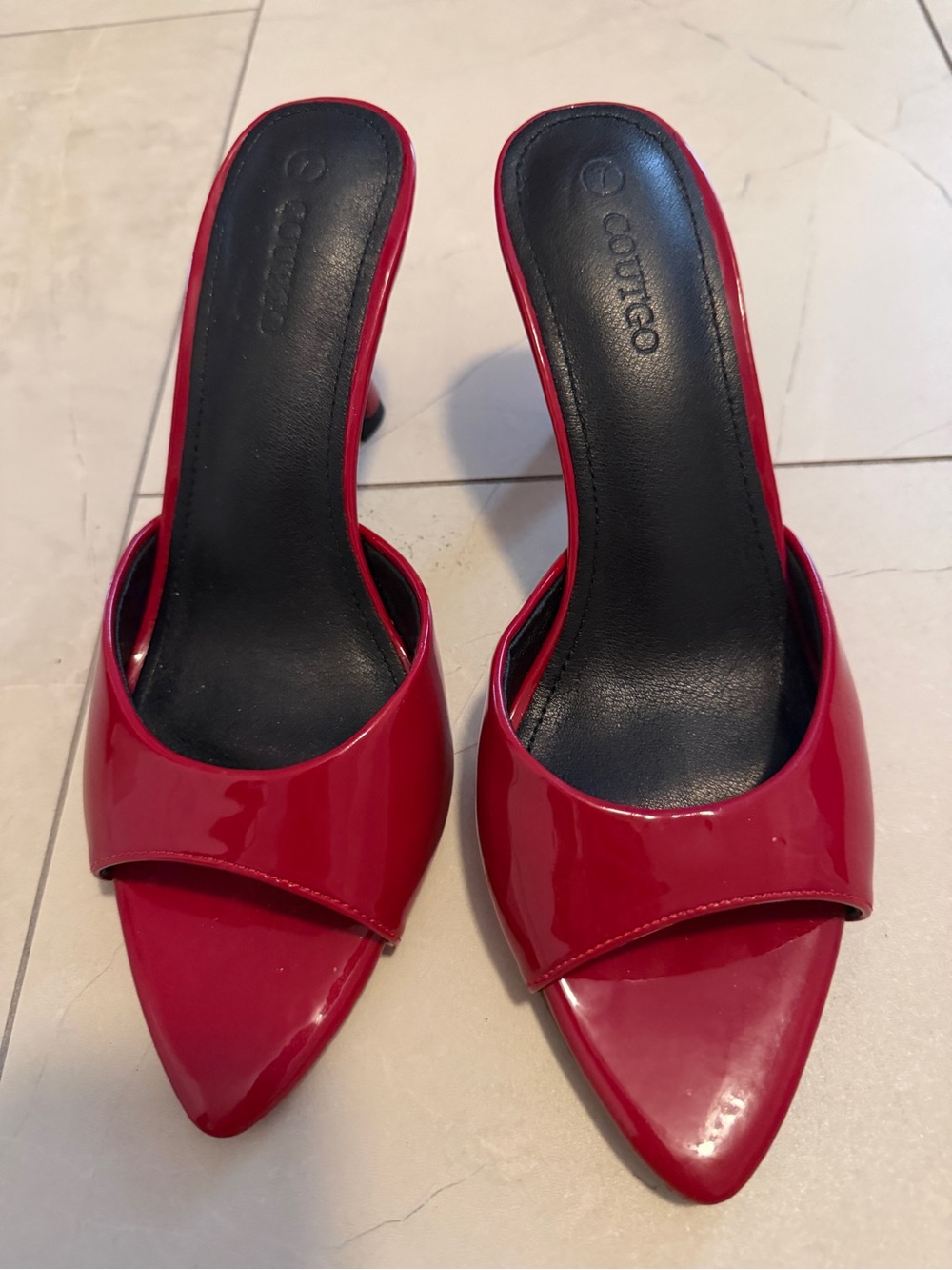 Cortico Red Patent Pointed-Toe Slide Heels